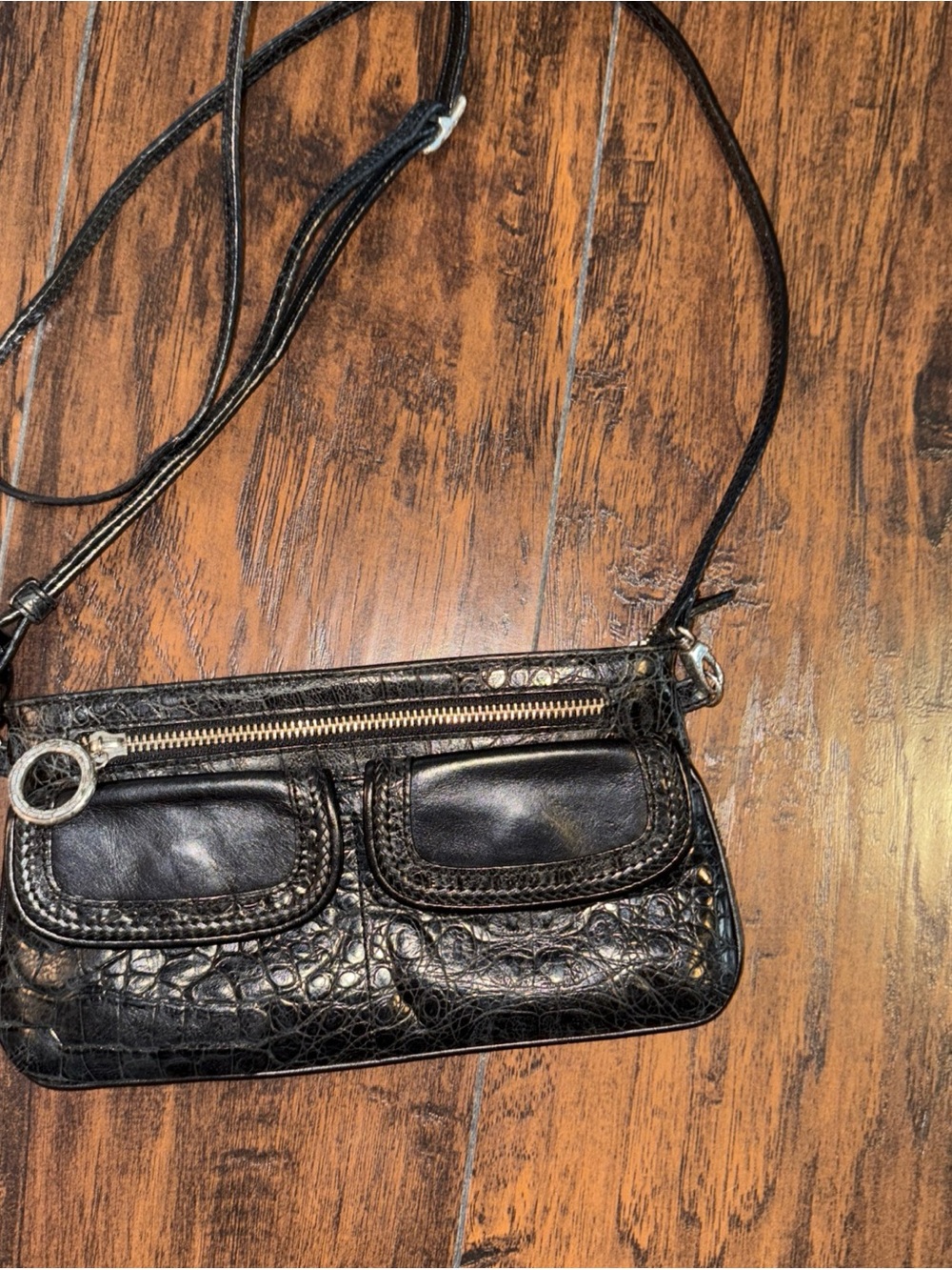 Brighton Black Women's Crossbody Shoulder Bag - Sleek Textured Leather